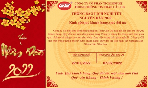Thông báo lịch nghỉ tết nhâm dần 2022